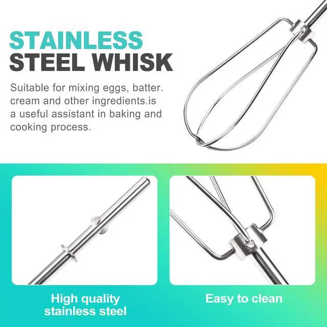 Alt view image 3 of 6 - 2 Pack Heavy Duty Stainless Steel Hand Mixer Beaters, Replacement Attachments for 9-Speed Electric Handheld Mixers, Turbo Whisk Accessories for Baking, Cooking & Whipping Cream