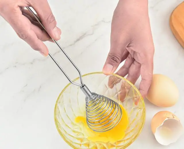 Alt view image 5 of 6 - Mini French Spring Whisk,Stainless Steel Manual Eggbeater Hand Egg Mixer Whisk Blender Stirring Beater Cream Frother Flour Stirrer for Kitchen