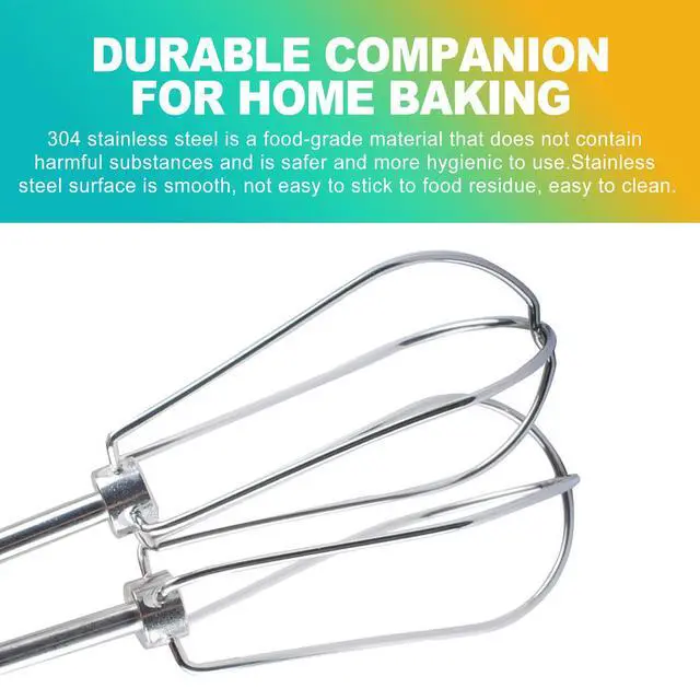 Alt view image 5 of 6 - 2 Pack Heavy Duty Stainless Steel Hand Mixer Beaters, Replacement Attachments for 9-Speed Electric Handheld Mixers, Turbo Whisk Accessories for Baking, Cooking & Whipping Cream