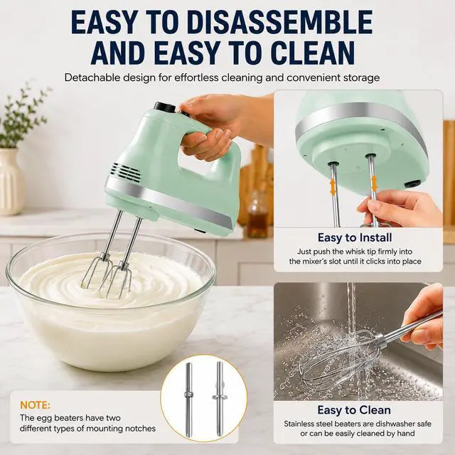 Alt view image 5 of 7 - 2-Pack Stainless Steel Whisks for KitchenAid Hand Mixers | Rust-resistant; Easy snap-in installation; Ideal for whipping eggs, heavy cream & cake batter; Dishwasher safe