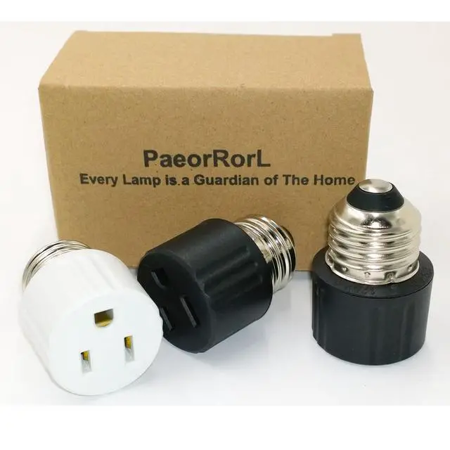 Alt view image 7 of 7 - Light Socket to Plug Adapter, Convert Light Bulb Socket to Outlet Adapter | 2/3 Prong E26 Base Screw in Outlet Socket for Camera Garage Porch,3 Pack (2 Black 1 White)
