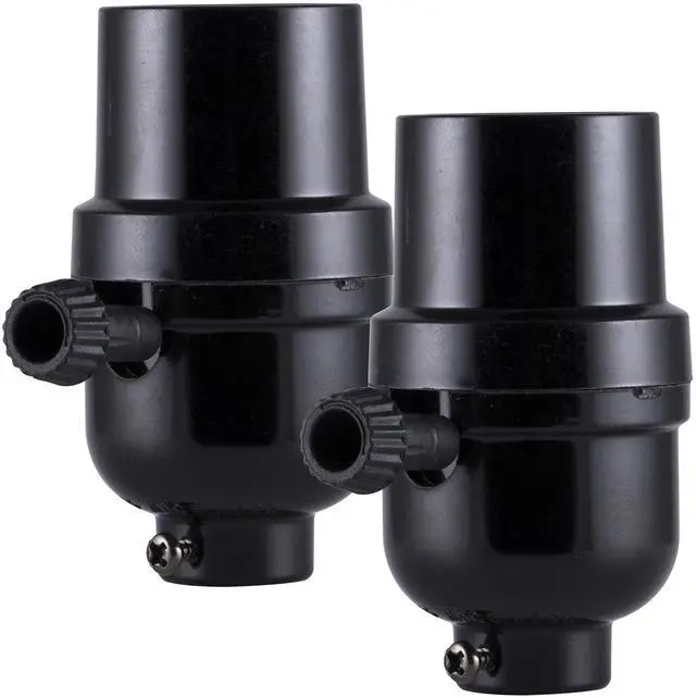 Main image of 3-Way Socket, 2 Pack, Turn for Low, Medium and High Settings, DIY Project, UL Listed, Black, 54603 | Adjustable Knob for High, Low Light Levels, Repair/Replace Floor and Table Lamps, Project