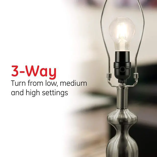 Alt view image 4 of 4 - 3-Way Socket, 2 Pack, Turn for Low, Medium and High Settings, DIY Project, UL Listed, Black, 54603 | Adjustable Knob for High, Low Light Levels, Repair/Replace Floor and Table Lamps, Project