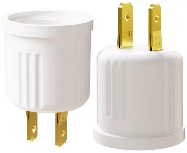 Main image of Outlet to Socket Adapter, Convert Outlet to E26 Light Bulb Socket, Plug-in Light Socket, 2 Pack