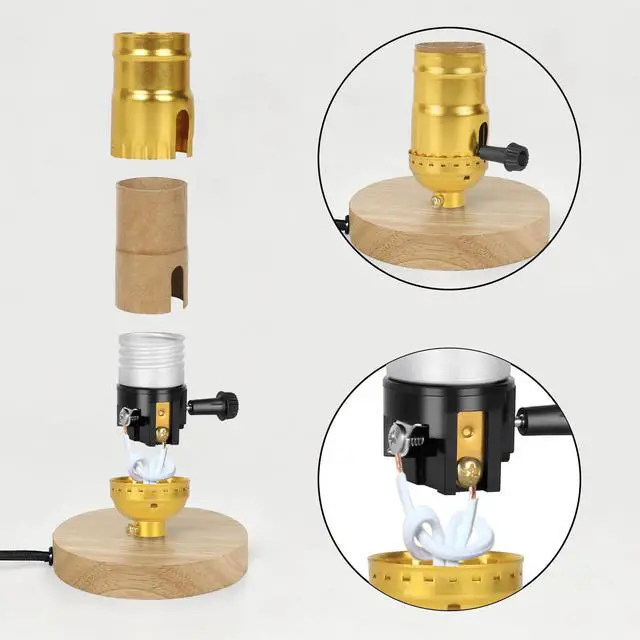 Alt view image 3 of 5 - 2-Way Lamp Socket Replacement, E26 UL Listed Turn Knob Socket | UL Listed E26 Replacement Socket With Turn Knob Switch for Reliable Lamp Repairs, DIY Projects & Vintage Restoration