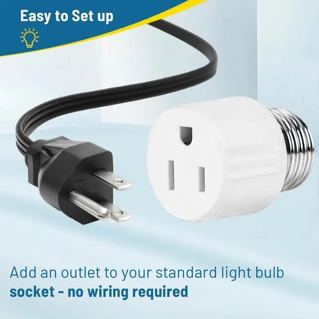 Alt view image 5 of 7 - 3-Prong Light Socket to Plug Adapter,E26/E27 Light Socket Outlet,2/3 Prong Outlet Socket Splitter Converter for Garage Porch White 2pack