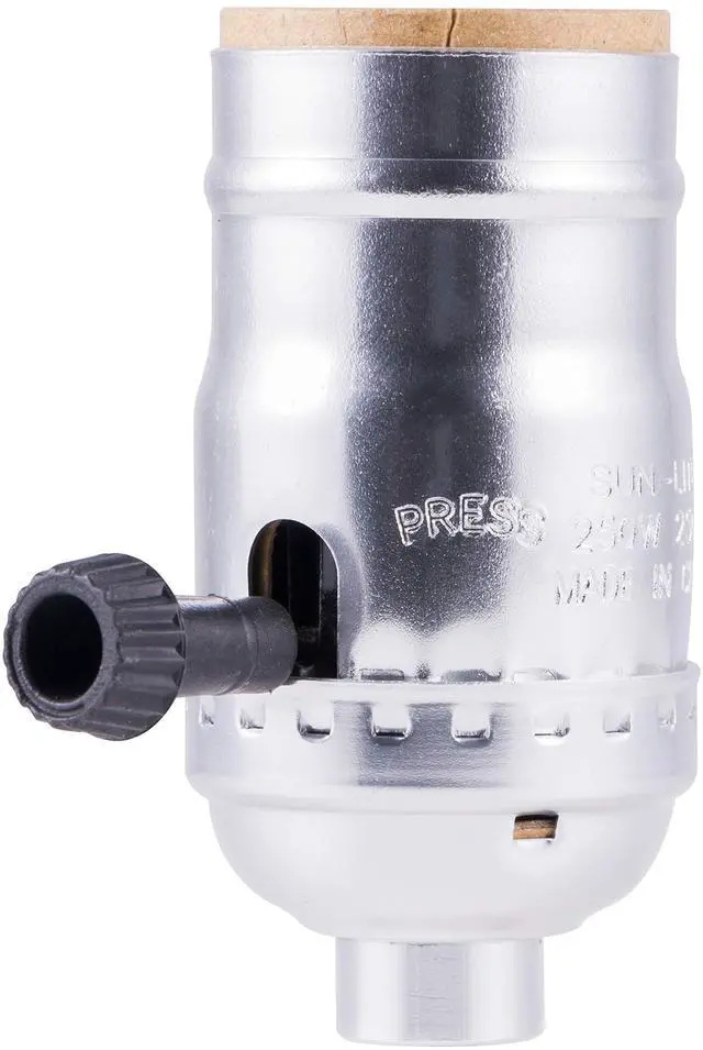 Main image of Power Gear 3-Way Lamp Socket, Medium Base, Silver, 1 Pack | Adjustable Knob for High, Medium, and Low Light Levels, Repair/Replace Floor and Table Lamps, DIY Project