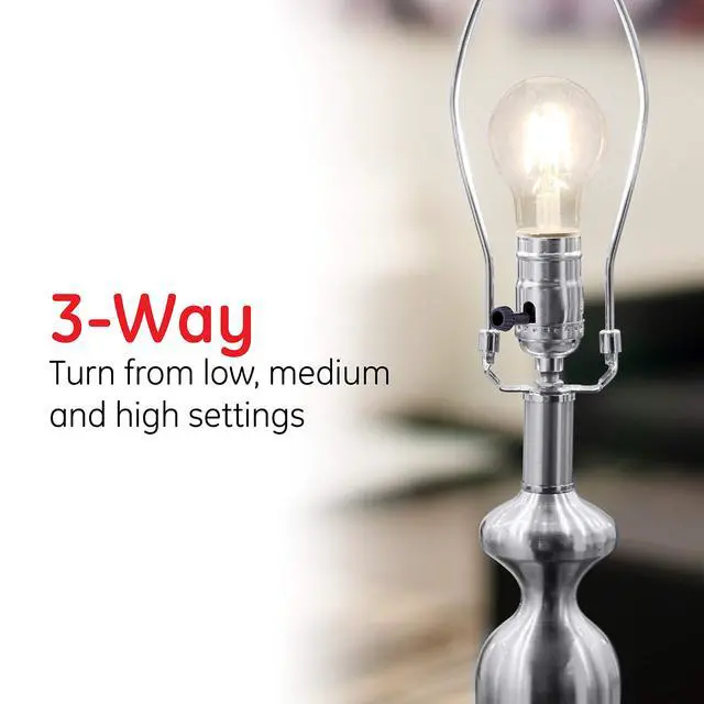 Alt view image 2 of 4 - Power Gear 3-Way Lamp Socket, Medium Base, Silver, 1 Pack | Adjustable Knob for High, Medium, and Low Light Levels, Repair/Replace Floor and Table Lamps, DIY Project