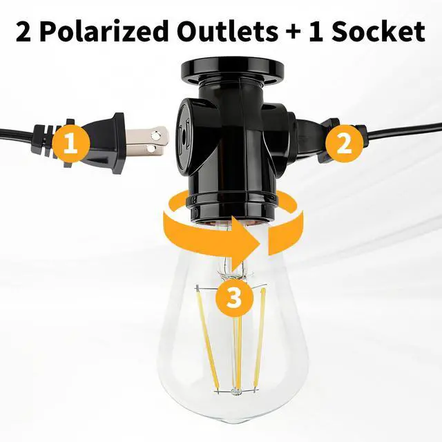 Alt view image 5 of 7 - 2 Outlet Light Socket Adapter, E26 Bulb Socket to Outlet Splitter | Converts Medium Screw Socket into a Socket with 2 outlets, Maximum 660W 250V, UL Listed, Black