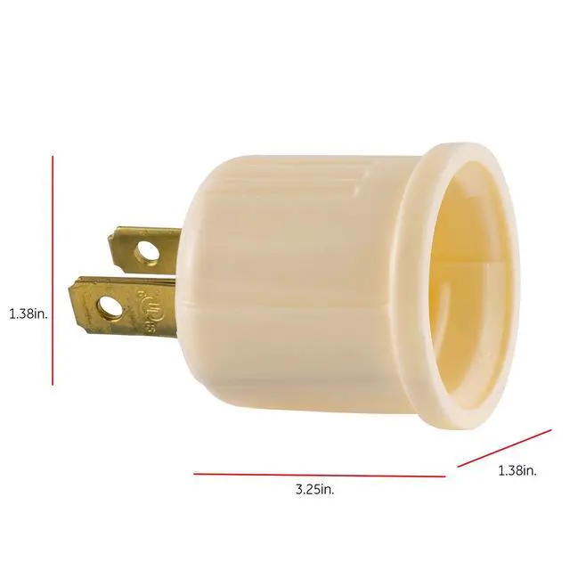 Alt view image 2 of 5 - Power Gear Outlet Adapter, Convert Outlet to Socket, Light Almond, 1 Pack | Add Lighting to Workshop or Garage, Easy Install, DIY Friendly