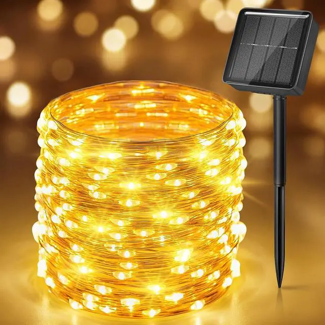 Main image of Solar Fairy Lights,33Ft 100 LED String Lights Outdoor with 8 Modes | IP65 Waterproof Twinkle Lights Outdoor & Indoor, Patio Lights for Tree Garden Christmas Party Wedding Decor Warm White