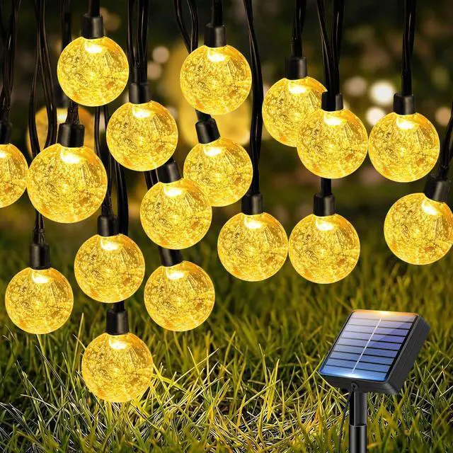 Main image of 1 Pack Solar String Lights Outdoor, Total 49FT 50 LED Crystal Globe | IP65 Waterproof Solar Powered Patio Lights, 8 Lighting Modes for Garden Balcony Yard Porch Party Christmas Decor, Warm White
