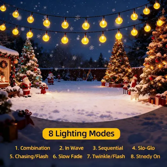 Alt view image 4 of 7 - Solar String Lights Outdoor Waterproof IP65 9.3 Feet Patio Lights with 20 LED Crystal Globe Hanging Light for Backyard Porch Balcony Party Decor, Wedding,Party,Camping (Warm White)