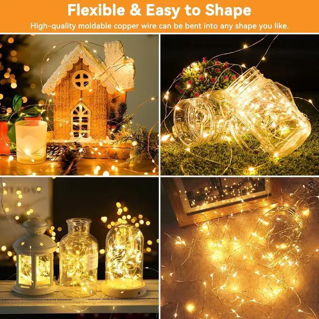 Alt view image 2 of 7 - Solar String Lights Outdoor Waterproof 33ft 100LED 8 Modes Twinkle Lights Solar Fairy Lights for Patio, Garden Yard Party Wedding Tree Christmas Halloween Decoration, Warm White