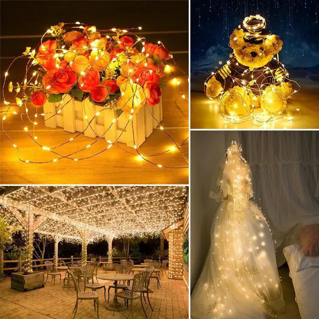 Alt view image 6 of 7 - Solar String Lights Outdoor Waterproof 33ft 100LED 8 Modes Twinkle Lights Solar Fairy Lights for Patio, Garden Yard Party Wedding Tree Christmas Halloween Decoration, Warm White