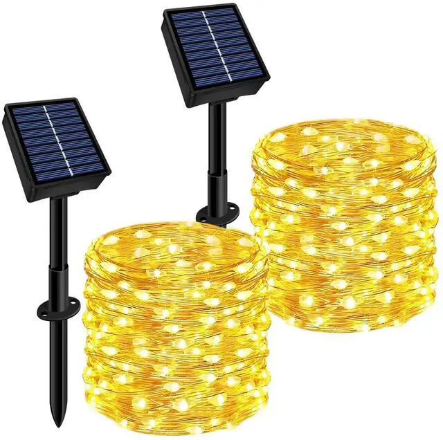 Main image of Solar String Lights Outdoor Waterproof 2 Pack Total 66ft 200LED Warm White | 8 Modes Twinkle Lights Solar Fairy Lights for Patio, Garden Yard Party Wedding Tree Christmas Halloween Decoration