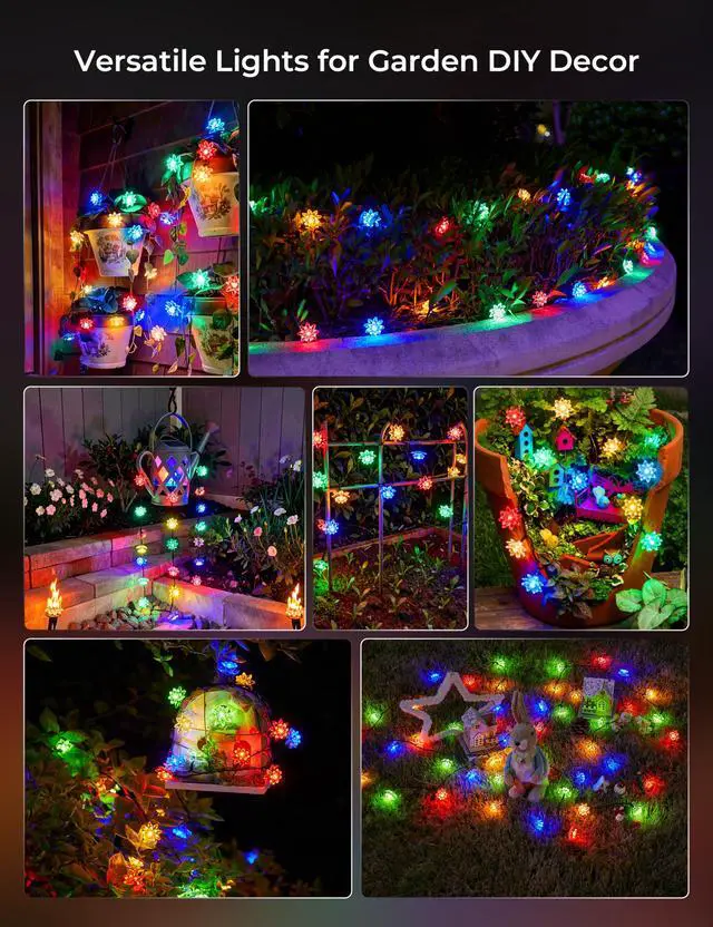 Alt view image 6 of 7 - 50 LED Flower Solar String Lights Outdoor Waterproof, Multicolor | Solar Powered Fairy Lights with 8 Modes for Garden Fence Yard Patio Christmas Tree Party Wedding Decor