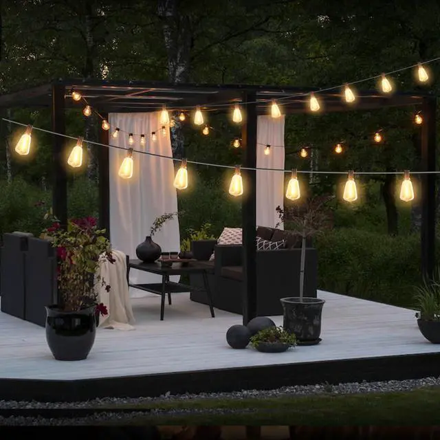Alt view image 6 of 7 - 10FT Outdoor String Lights Waterproof LED Patio Lights | Shatterproof ST38 Edison Bulbs, Connectable Hanging Outdoor Vintage Lights for Indoor Backyard Yard Gazebo Porch Party Decor