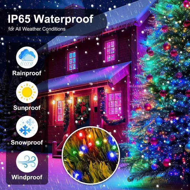 Alt view image 4 of 7 - 2 Pack Solar String Lights for Outside,Each 33Ft 100 LED Solar String Lights Outdoor Waterproof with 8 Modes,Solar Lights Outdoor for Patio, Garden, Tree, Party Decor-Multicolor