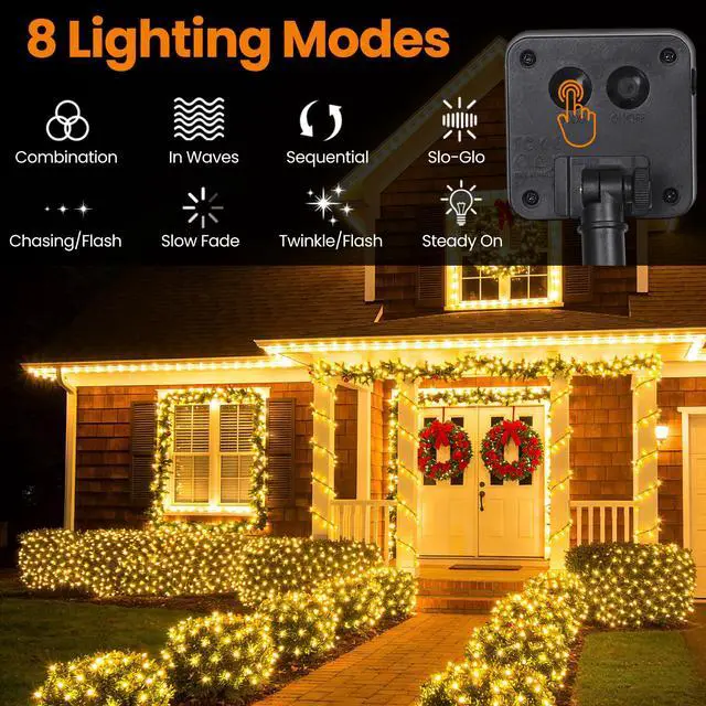 Alt view image 3 of 7 - Solar Christmas Lights Outdoor Waterproof Solar String Lights Outdoor with 8 Lighting Modes for Garden Yard Pathway Fence, 50LED 23FT, Warm White