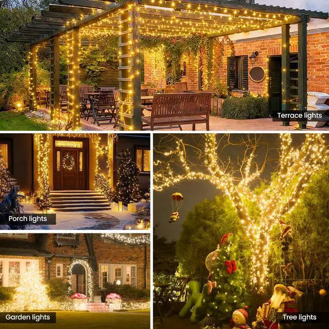 Alt view image 7 of 7 - Solar Christmas Lights Outdoor Waterproof Solar String Lights Outdoor with 8 Lighting Modes for Garden Yard Pathway Fence, 50LED 23FT, Warm White
