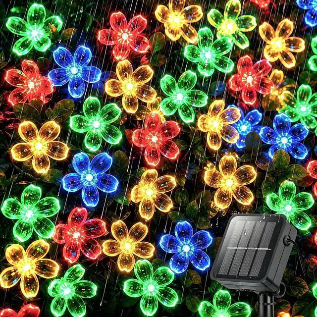 Main image of 100 LED 40Ft Multi-Color 8 Modes Flower Solar String Lights Outdoor | 40-foot-long, String Lights-Waterproof, Waterproof Fairy Lights, for Garden Yard Fence Patio Christmas Tree Party Decor