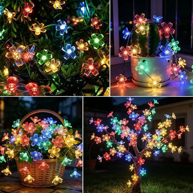 Alt view image 5 of 7 - 100 LED 40Ft Multi-Color 8 Modes Flower Solar String Lights Outdoor | 40-foot-long, String Lights-Waterproof, Waterproof Fairy Lights, for Garden Yard Fence Patio Christmas Tree Party Decor