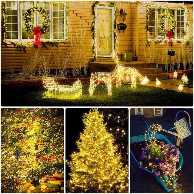 Alt view image 6 of 7 - Solar Fairy String Lights, Warm White, 100Led, Outdoor Waterproof | 2 Pack Total 200Led 66Ft 8 Mode IP67 Copper Wire Lights,Solar Powered Outside Decorations for Christmas, Garden, Patio, Fence
