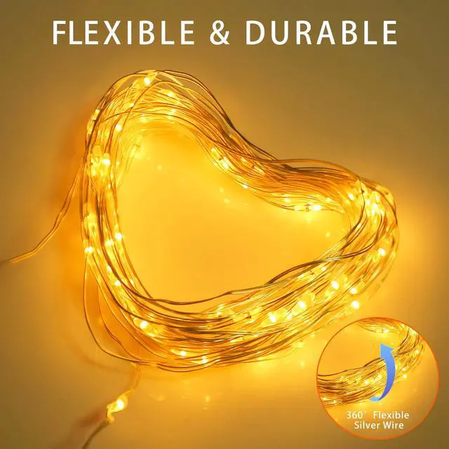 Alt view image 4 of 7 - Solar Fairy String Lights, Warm White, 100Led, Outdoor Waterproof | 2 Pack Total 200Led 66Ft 8 Mode IP67 Copper Wire Lights,Solar Powered Outside Decorations for Christmas, Garden, Patio, Fence