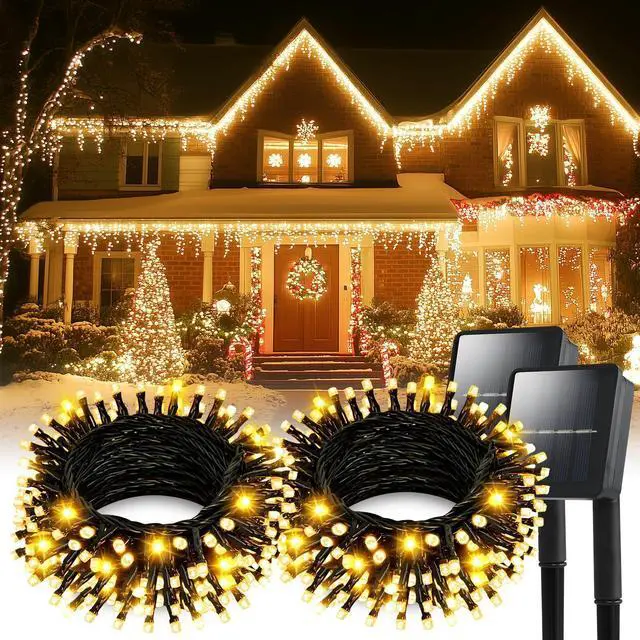 Main image of 2 Pack Solar String Lights Outdoor with 8 Modes 100 LED 50 FT | Waterproof, Auto On/Off, Memory Function, Warm White Solar Powered Twinkle Fairy Lights for Backyard Summer Party Wedding