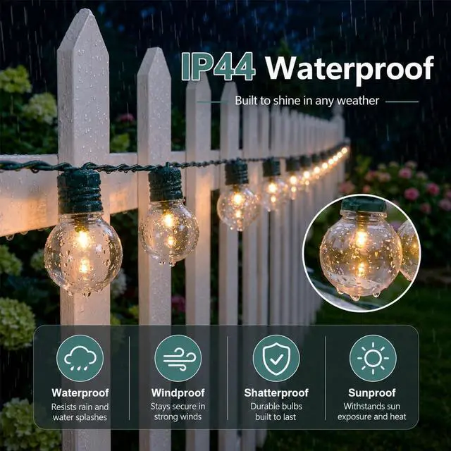 Alt view image 2 of 7 - Solar String Lights Outdoor Waterproof, 15FT Clear Patio Lights | 25 LED Shatterproof Bulbs, Auto On/Off, Solar Hanging Lights for Backyard Garden Party Christmas Decor