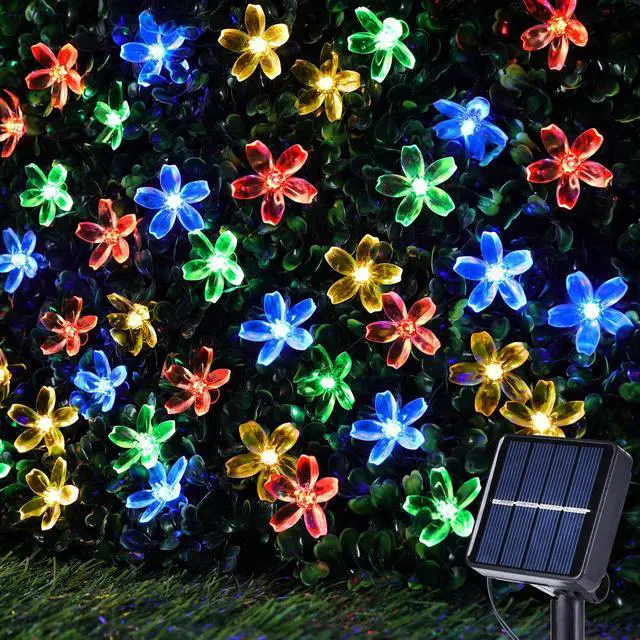 Main image of Outdoor Solar String Lights, Flower LED Light,16FT 50LED, Multicolor | Cherry Blossoms String Light 8 Modes Memory Function Waterproof for Garden, Patio, Fence, Yard, Outdoor Decor