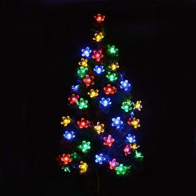 Alt view image 4 of 7 - Outdoor Solar String Lights, Flower LED Light,16FT 50LED, Multicolor | Cherry Blossoms String Light 8 Modes Memory Function Waterproof for Garden, Patio, Fence, Yard, Outdoor Decor