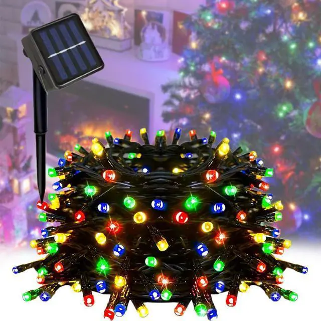 Main image of 40ft Solar Multicolor String Lights Outdoor | 8 Led Lighting Modes four colors waterpoof for Outside,Garden,Courtyards,Trees Decor