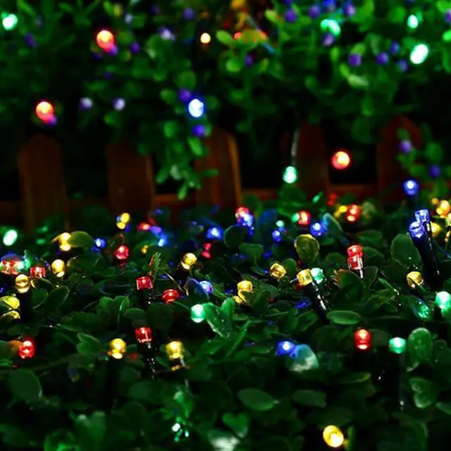 Alt view image 6 of 7 - 40ft Solar Multicolor String Lights Outdoor | 8 Led Lighting Modes four colors waterpoof for Outside,Garden,Courtyards,Trees Decor