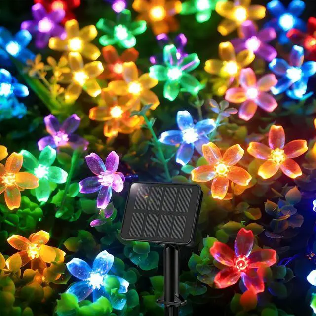 Main image of Flower Solar String Lights, 50 LED Solar Lights 8 Modes | Waterproof Fairy Lights for Outdoor Patio Garden Fence Yard Christmas Tree Decor