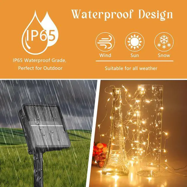Alt view image 4 of 7 - 200 LED 72Ft Solar String Lights for Outside, Solar Fairy Lights for Outside Waterproof with 8 Modes, Solar Lights outdoor for Tree Garden Christmas Party Wedding Decor Warm White