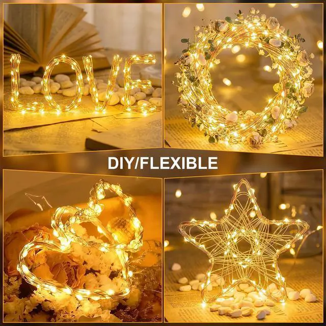 Alt view image 5 of 7 - Solar String Lights 2 Pack Total 66FT 200LED Solar Fairy Lights Outdoor Waterproof 8 Lighting Modes Twinkle Lights for Patio, Garden Yard Party Wedding Tree Christmas Halloween Decoration, Warm White