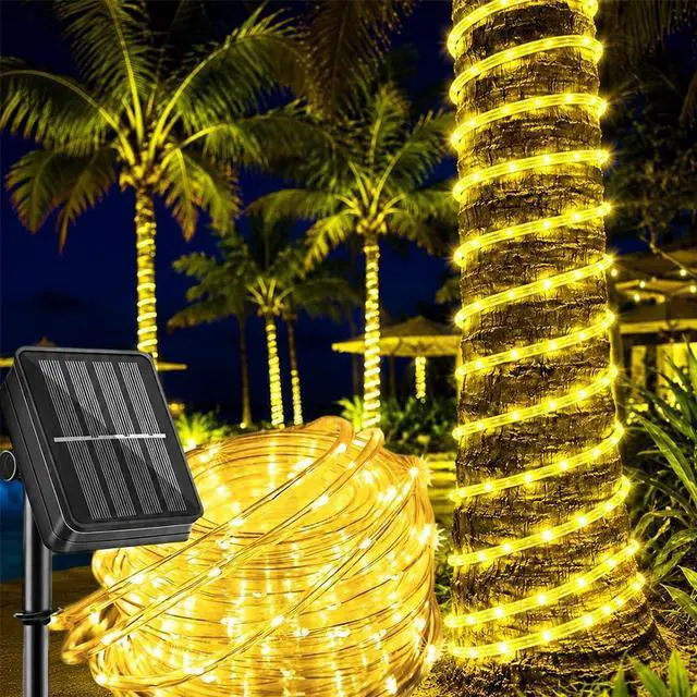 Main image of 39FT Solar Rope Lights,IP65 100 LEDs Lights for Patio Garden | IP65 Waterproof, Auto On/Off, Warm White Glow,8 Lighting Modes Design for Trees,Yard,Outdoor,Christmas Decor