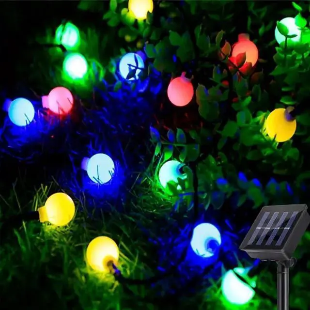 Alt view image 2 of 5 - Solar String Lights Outdoor Waterproof, 30 LED 9.8Ft Total, Solar Powered Globe Patio Lights with 8 Lighting Modes for Garden Yard Porch Wedding Party Decor (Multicolor)