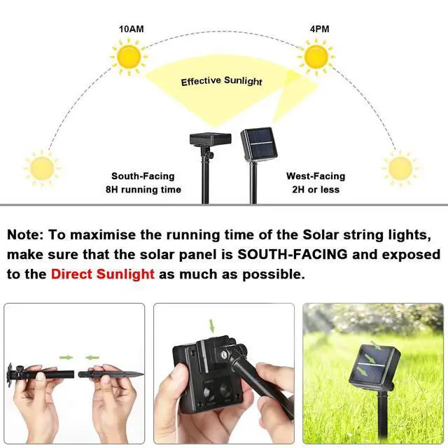 Alt view image 6 of 7 - Solar Fairy Lights Outdoor, 2 Pack 200 LED 66FT Solar String Lights | 8 Mode; Warm White; Waterproof; Twinkle Solar Powered Lights Outside Starry Mini Light String for Christmas Garden Party Tree