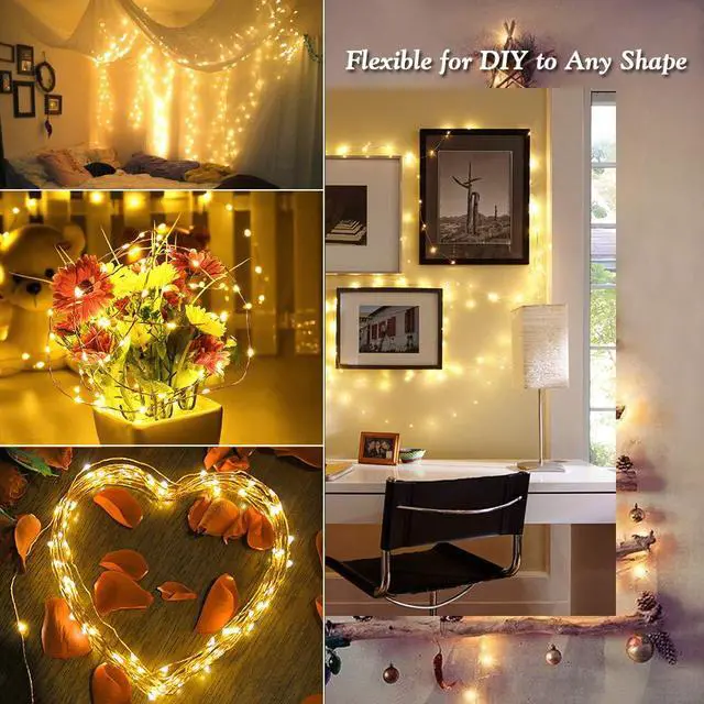 Alt view image 5 of 7 - Solar Fairy Lights Outdoor, 2 Pack 200 LED 66FT Solar String Lights | 8 Mode; Warm White; Waterproof; Twinkle Solar Powered Lights Outside Starry Mini Light String for Christmas Garden Party Tree