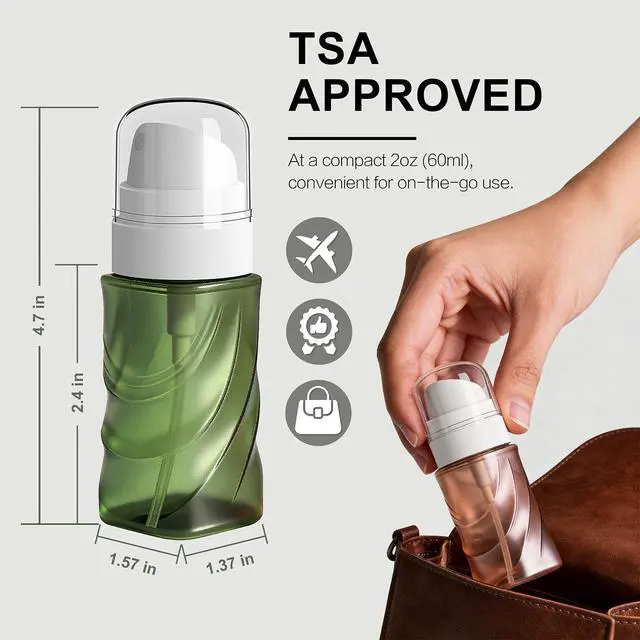 Alt view image 2 of 7 - 2 Pack Small Spray Bottle 2oz/60ml, Travel Size Mini Fine Mist Spray Bottles, Plastic Leakproof & Refillable Empty Spray Bottle for Hair, Face, Plant and Cleaning