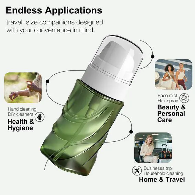 Alt view image 6 of 7 - 2 Pack Small Spray Bottle 2oz/60ml, Travel Size Mini Fine Mist Spray Bottles, Plastic Leakproof & Refillable Empty Spray Bottle for Hair, Face, Plant and Cleaning
