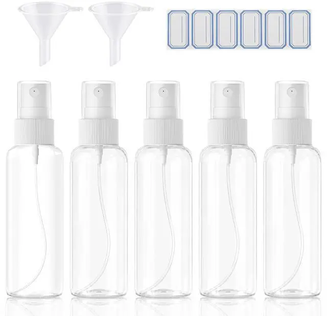 Main image of 5-Pack Spray Bottles 3.4oz, Small Spray Bottle Empty Clear Plastic Bottle | Clear Plastic for Travel, for essential oils, perfume, cosmetics, cleaning, gardening, skin care, travel leak-proof