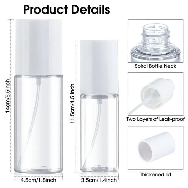 Alt view image 2 of 7 - Small Spray Bottle,Travel Spray Bottles Plastic Portable Refillable Empty Bottles for Outgoing - Leak Proof - Clear