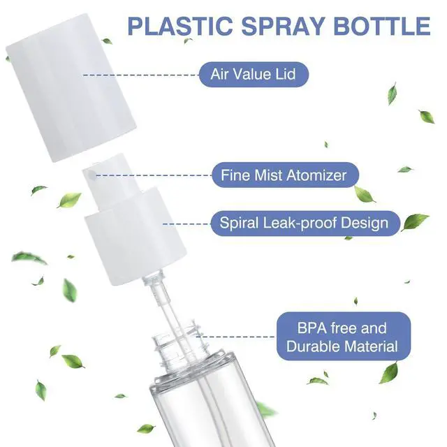 Alt view image 3 of 7 - Small Spray Bottle,Travel Spray Bottles Plastic Portable Refillable Empty Bottles for Outgoing - Leak Proof - Clear