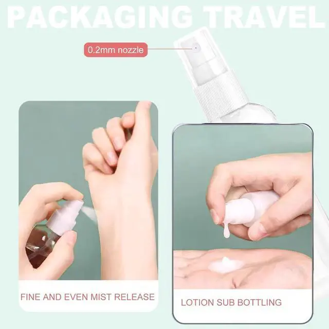 Alt view image 4 of 7 - Small Spray Bottle, Spray Bottles, Clear Empty Fine Mist Plastic Mini Travel Bottle Set, Small Refillable Containers, 2 * 50ml, 2 * 100ml
