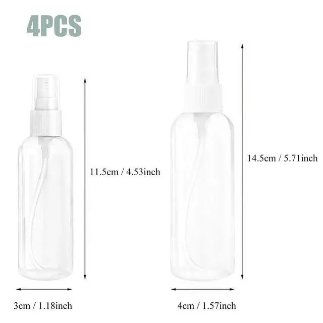 Alt view image 6 of 7 - Small Spray Bottle, Spray Bottles, Clear Empty Fine Mist Plastic Mini Travel Bottle Set, Small Refillable Containers, 2 * 50ml, 2 * 100ml