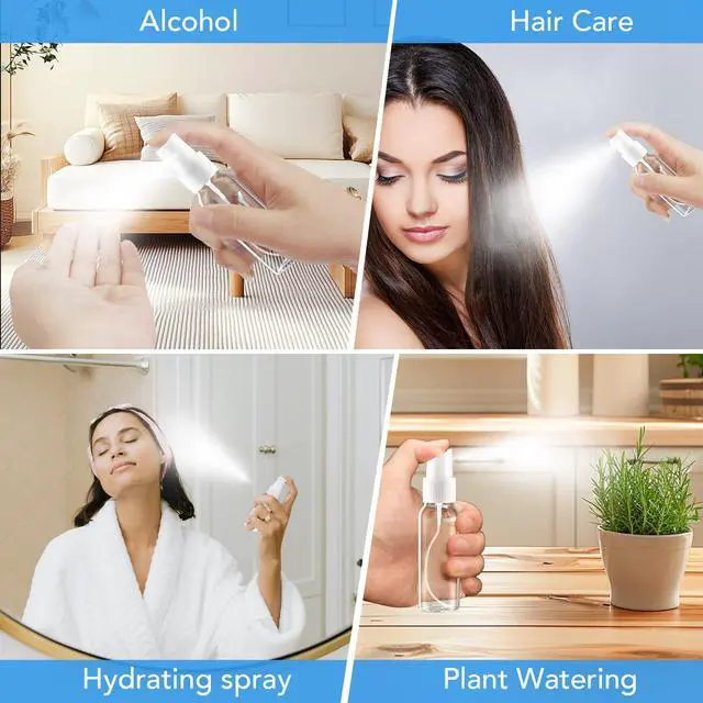 Alt view image 6 of 7 - Spray Bottles, 1oz/30ml 6 Pack Clear Plastic Mini Travel Bottle Set | Empty Fine Mist Plastic Mini Travel Bottle Set, Small Refillable Liquid Containers with 2 Pcs Funnels and 24 Pcs Labels